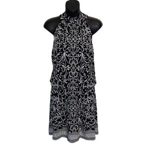 White House Black Market black/white print halter mini dress size XS